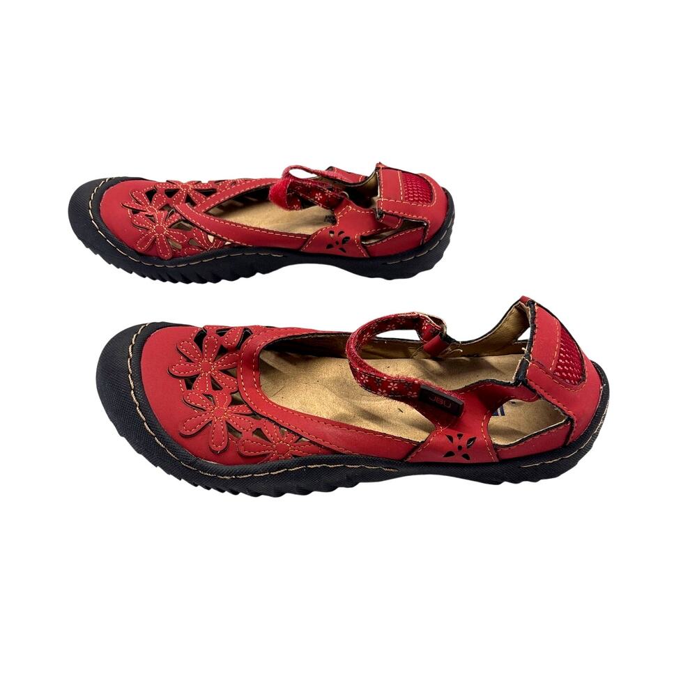 JBU by Jambu Women’s Mary Jane Shoes Size 7.5M Red Floral Cutout Comfort